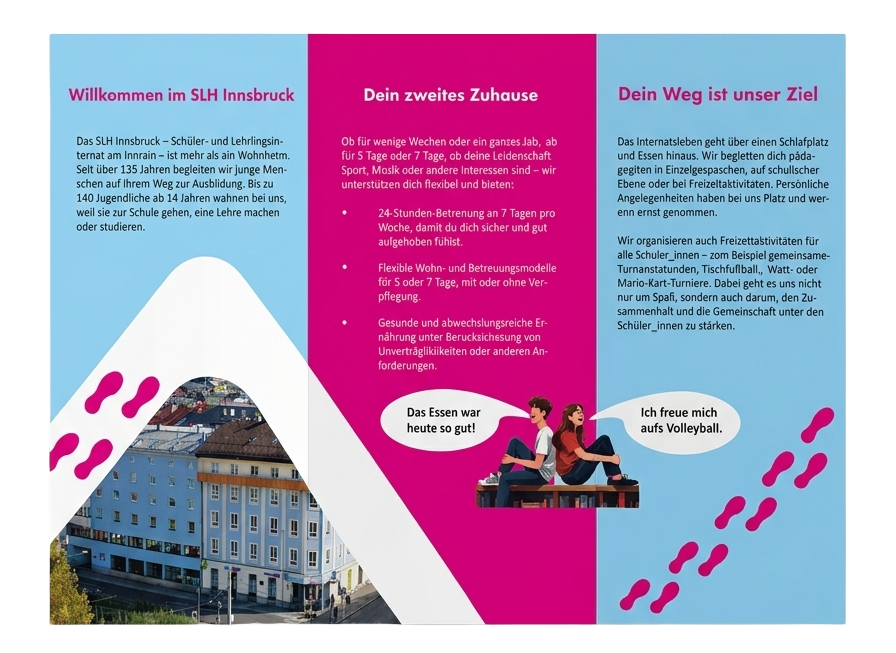 Mockup des SLH-Folders mit neuer Farbwelt